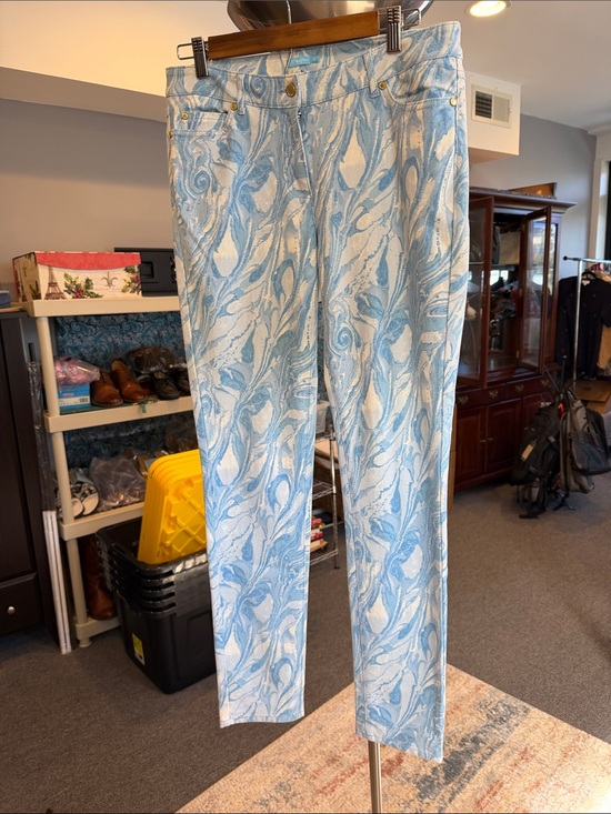J. McLaughlin Denim - J. McLaughlin Light Blue Marble-Print Skinny Jeans size 8